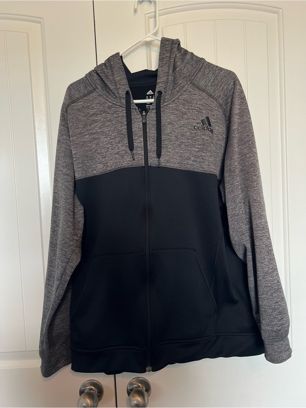 Adidas Men's Black & Gray Full-Zip Hoodie Jacket